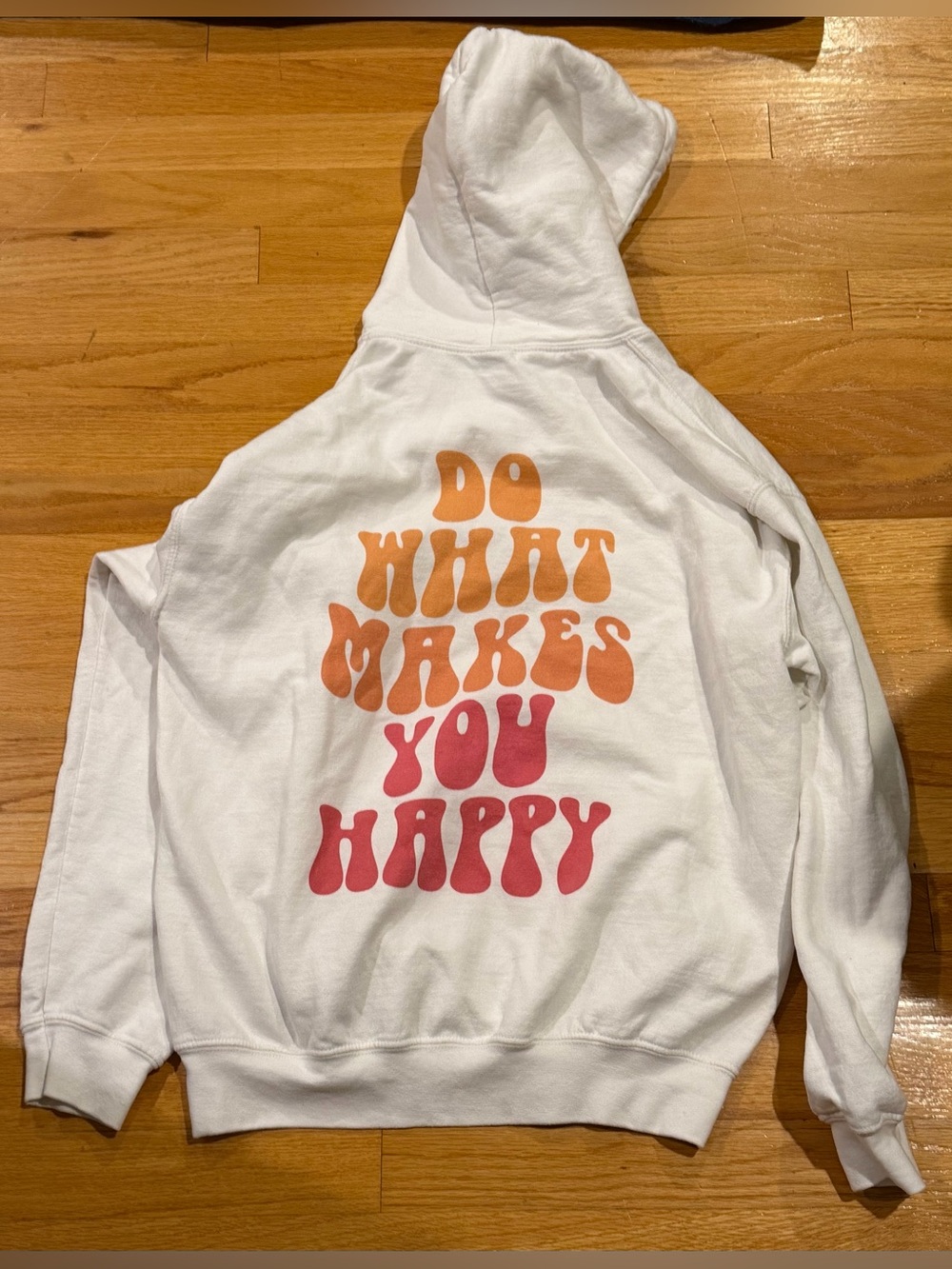 Gildan - White "Do What Makes You Happy" hoodie - Size M